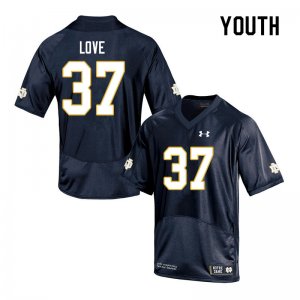 Notre Dame Fighting Irish Youth Chase Love #37 Navy Under Armour Authentic Stitched College NCAA Football Jersey LNB3499VC